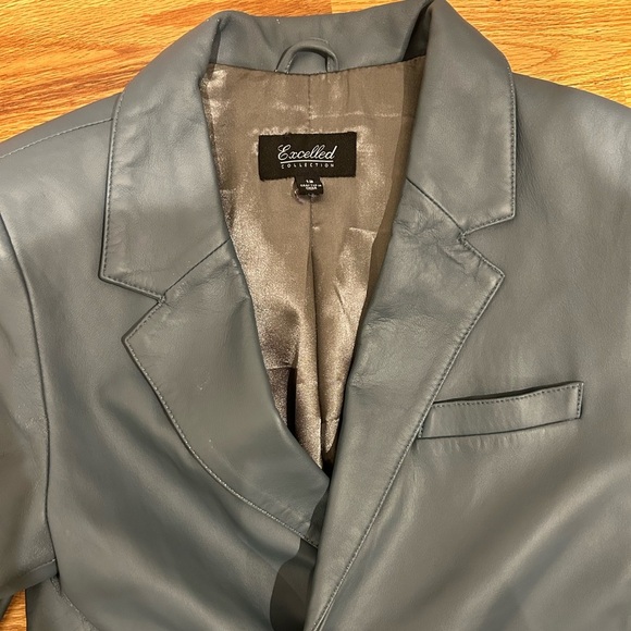 Genuine Leather Slate Blue Blazer - Picture 2 of 9